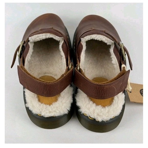 Dr. Martens Jorge II FL Faux Fur Lined Brown Leather Strap Mule WMNS 9 MENS 8 - Picture 7 of 9